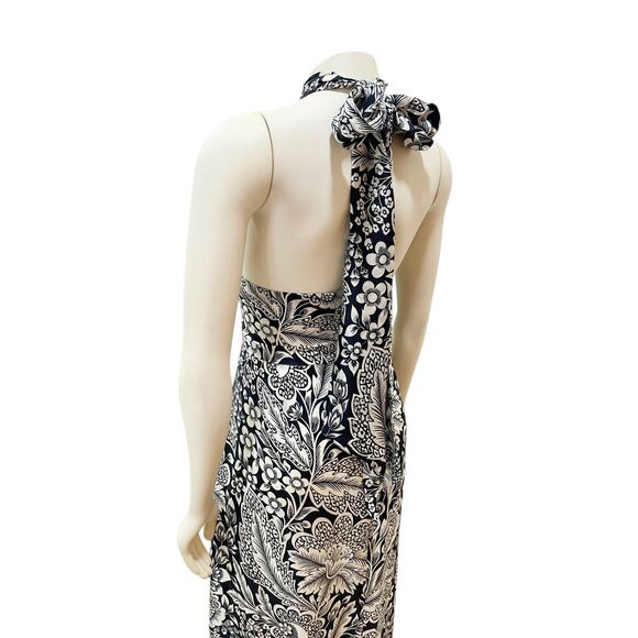J.Crew Collection halter-tie cupro-blend dress in classic floral print Sz 16 - Picture 10 of 14